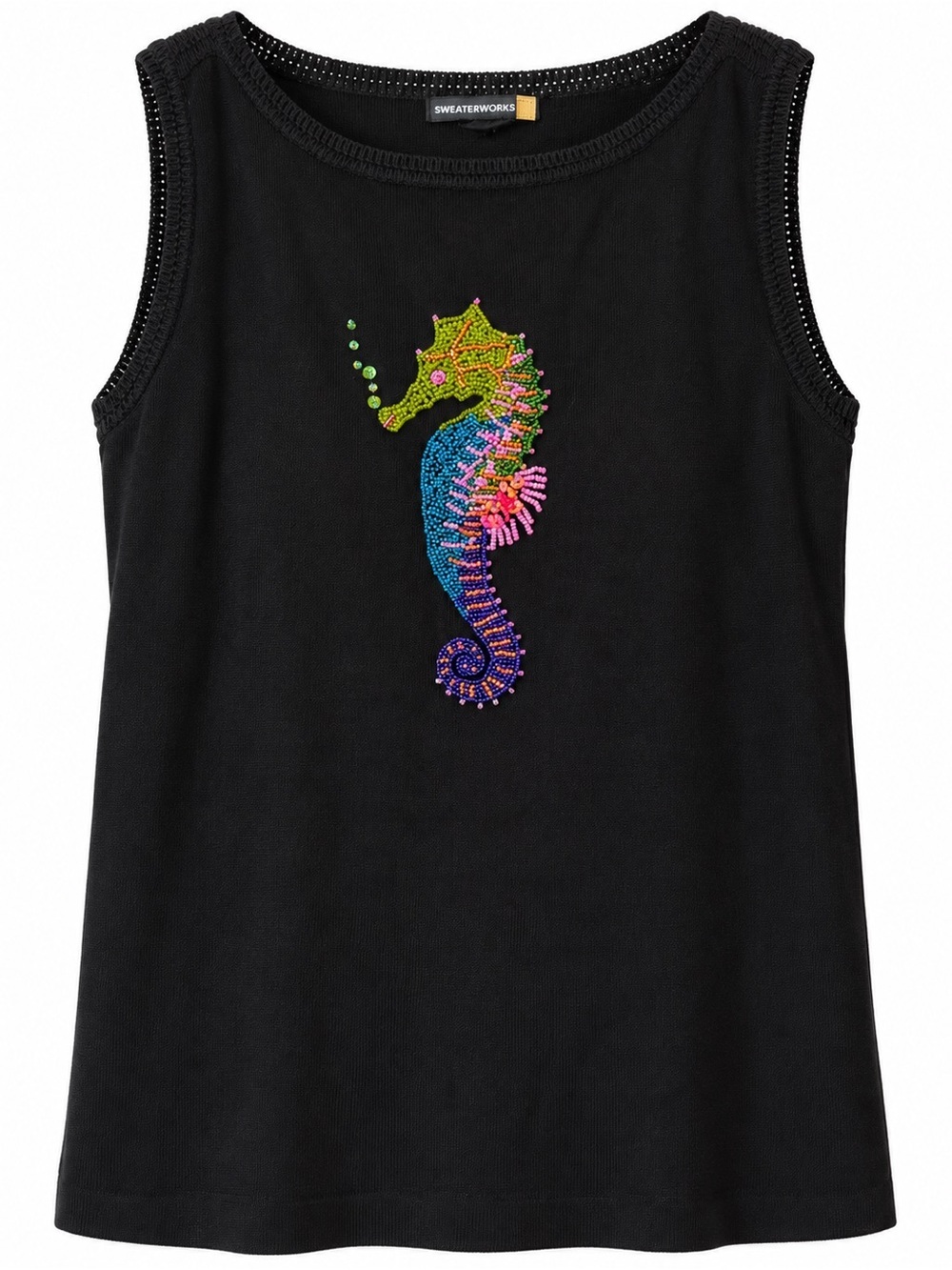 Sweaterworks Sleeveless Beaded Seahorse Top - Size L